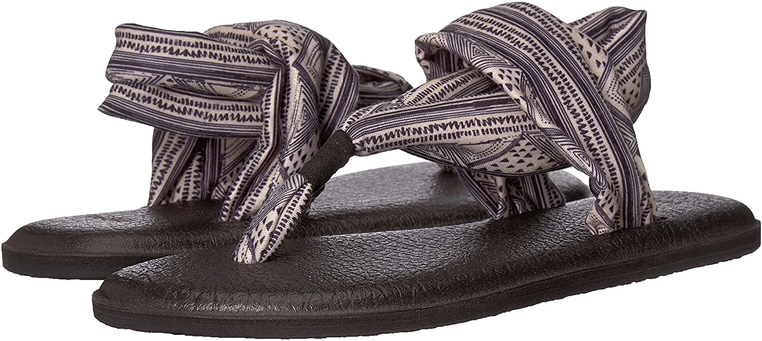 Sanuk Yoga Sling 2 Prints Tan Black Geo Stripes Sandals - Women's