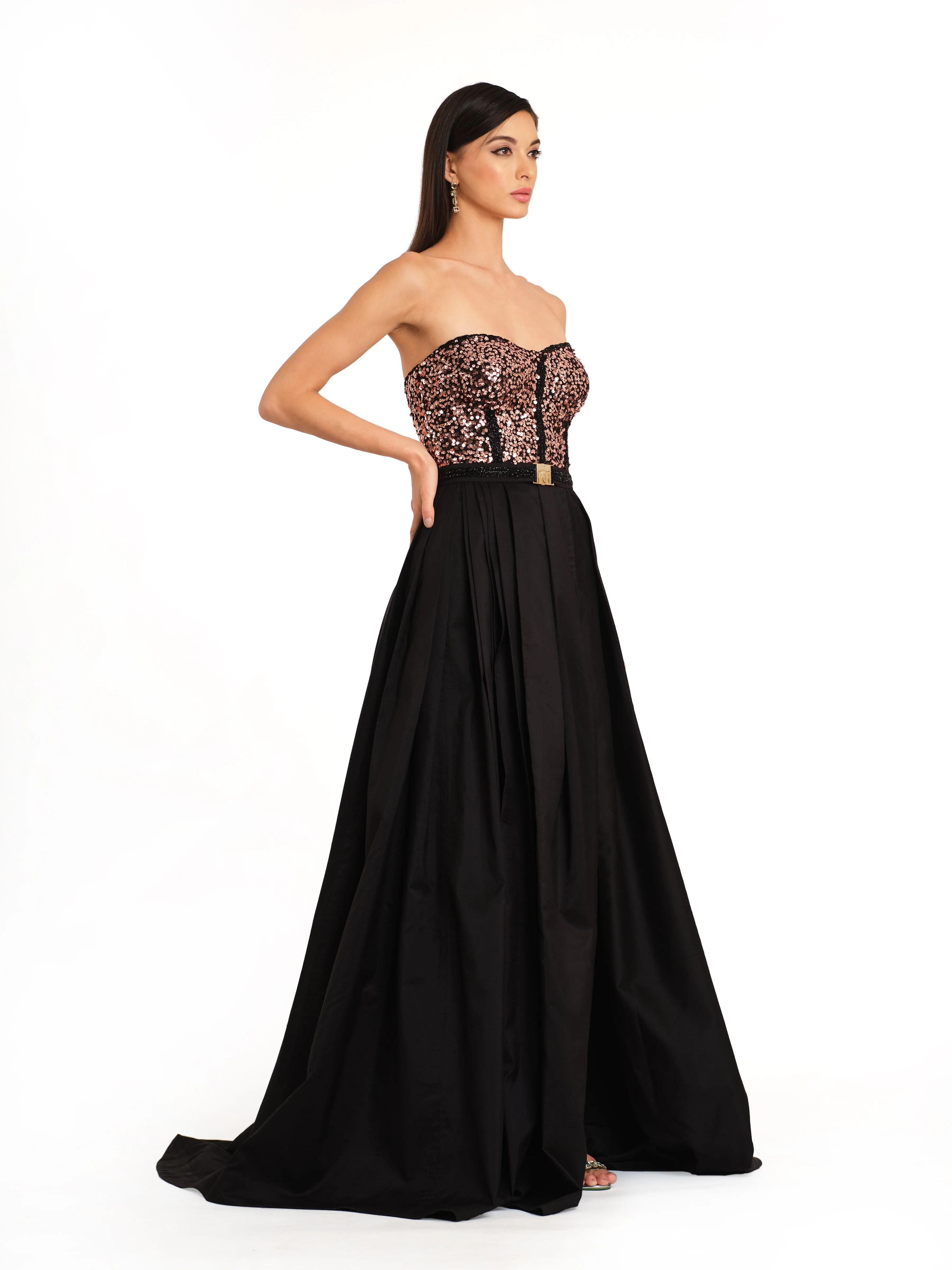 Sequin Pleated Gown