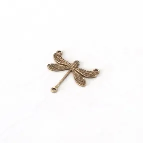 Small Antique Brass Dragonfly Pendant Connector Charm, 3 Loop, Lot Size 10, #03B