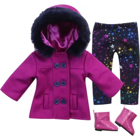 Sophia's by Teamson Kids 18 Doll Fuchsia Peacoat, Star Print Leggings & Hot Pink Ankle Boots