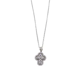 Steel Zircon Crystal Diamante Cross/Chain Set