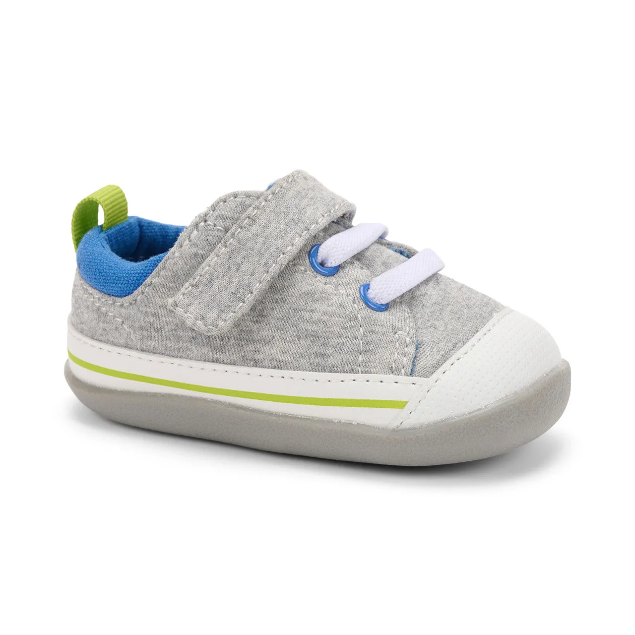 Stevie II (First Walker) Infant Shoe - Grey Jersey/Lime