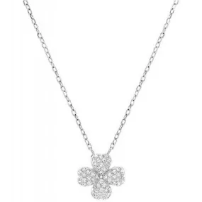 Swarovski Banjo Necklace Flower Pendant, White, Rhodium plated -5076856