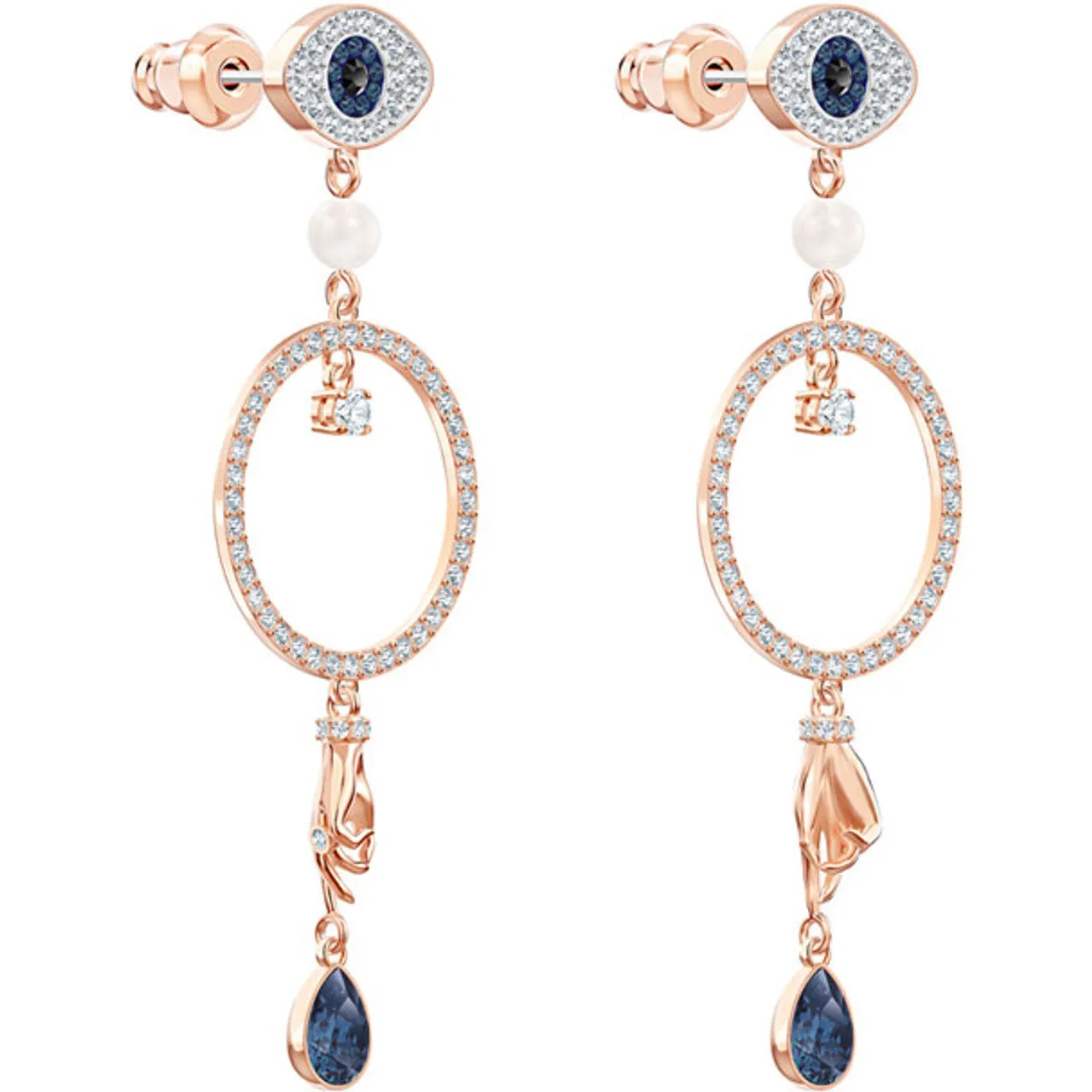 Swarovski Evil Eye Symbolic Hoop Pierced Earrings, Multi-Colored, Rose-Gold Tone -5500642