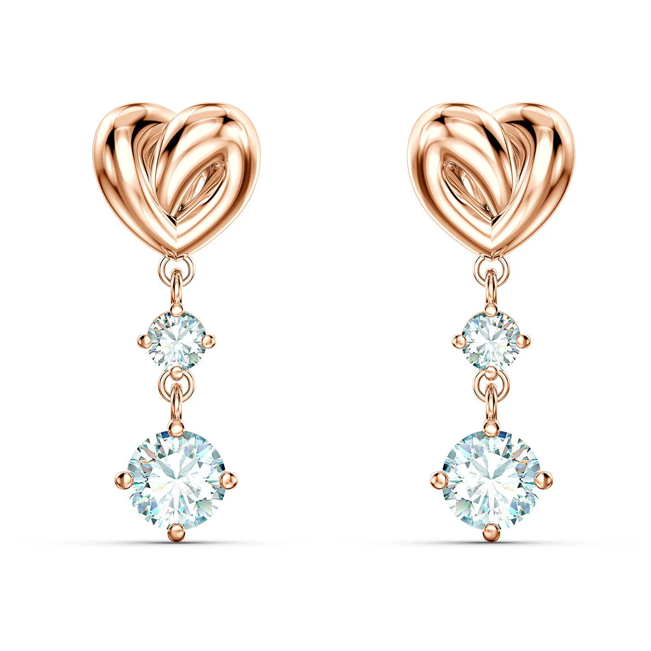 Swarovski Lifelong Heart White Crystals Drop Pierced Earrings, Rose Gold Tone -5517942