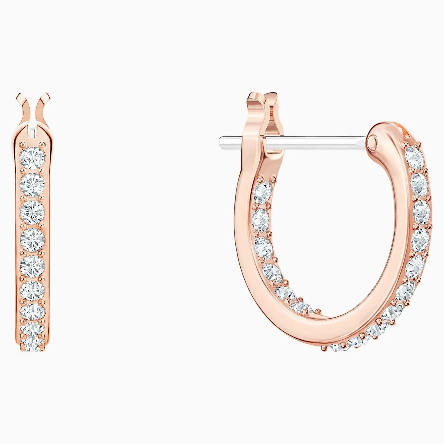 SWAROVSKI NICE Naughty Feather Hoop Earrings, White, Rose Gold Plated -5497872