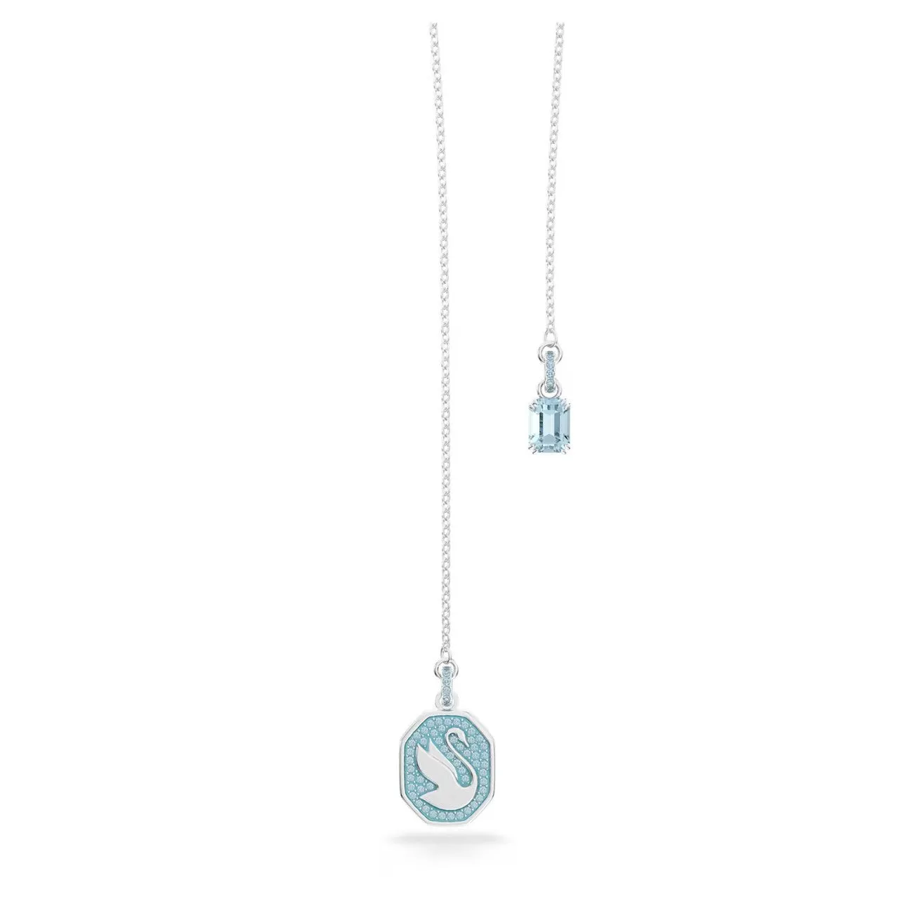 Swarovski Signum Y Necklace Swan, Blue, Rhodium Plated -5628544