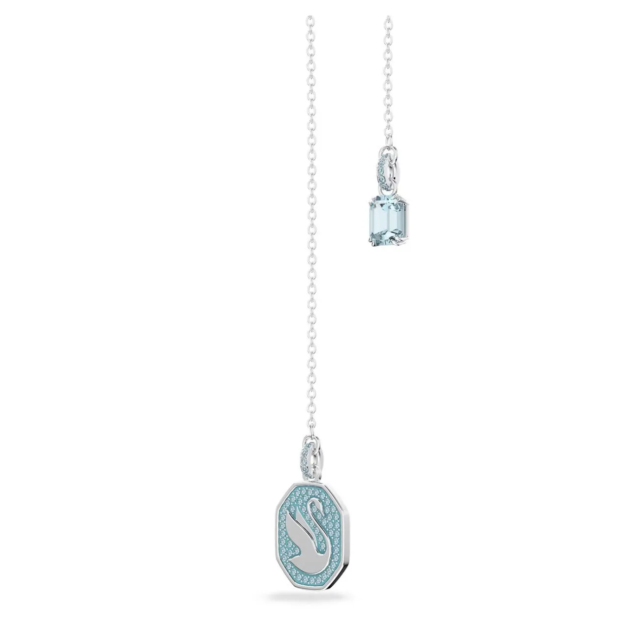 Swarovski Signum Y Necklace Swan, Blue, Rhodium Plated -5628544