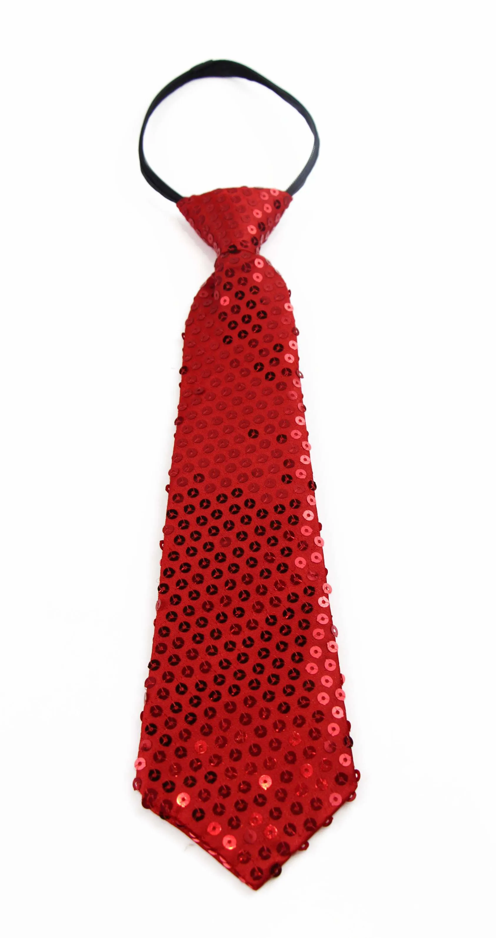 Teen Boys Kids Red Sequin Elastic Neck Tie