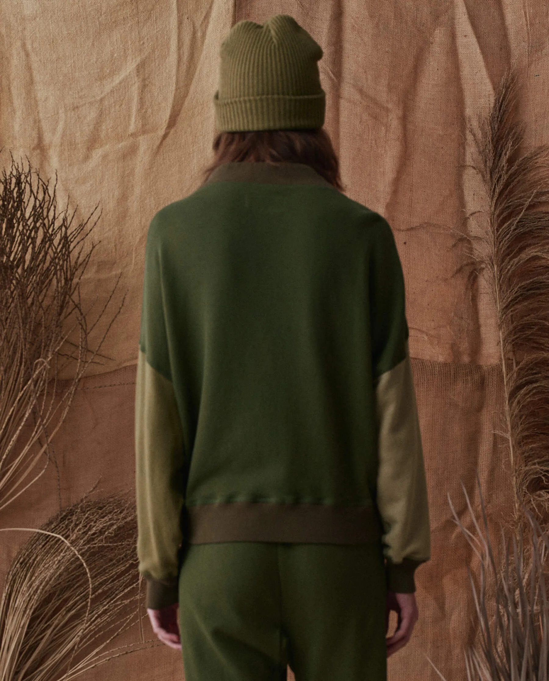 The Colorblock Trail Sweatshirt. -- Army Green