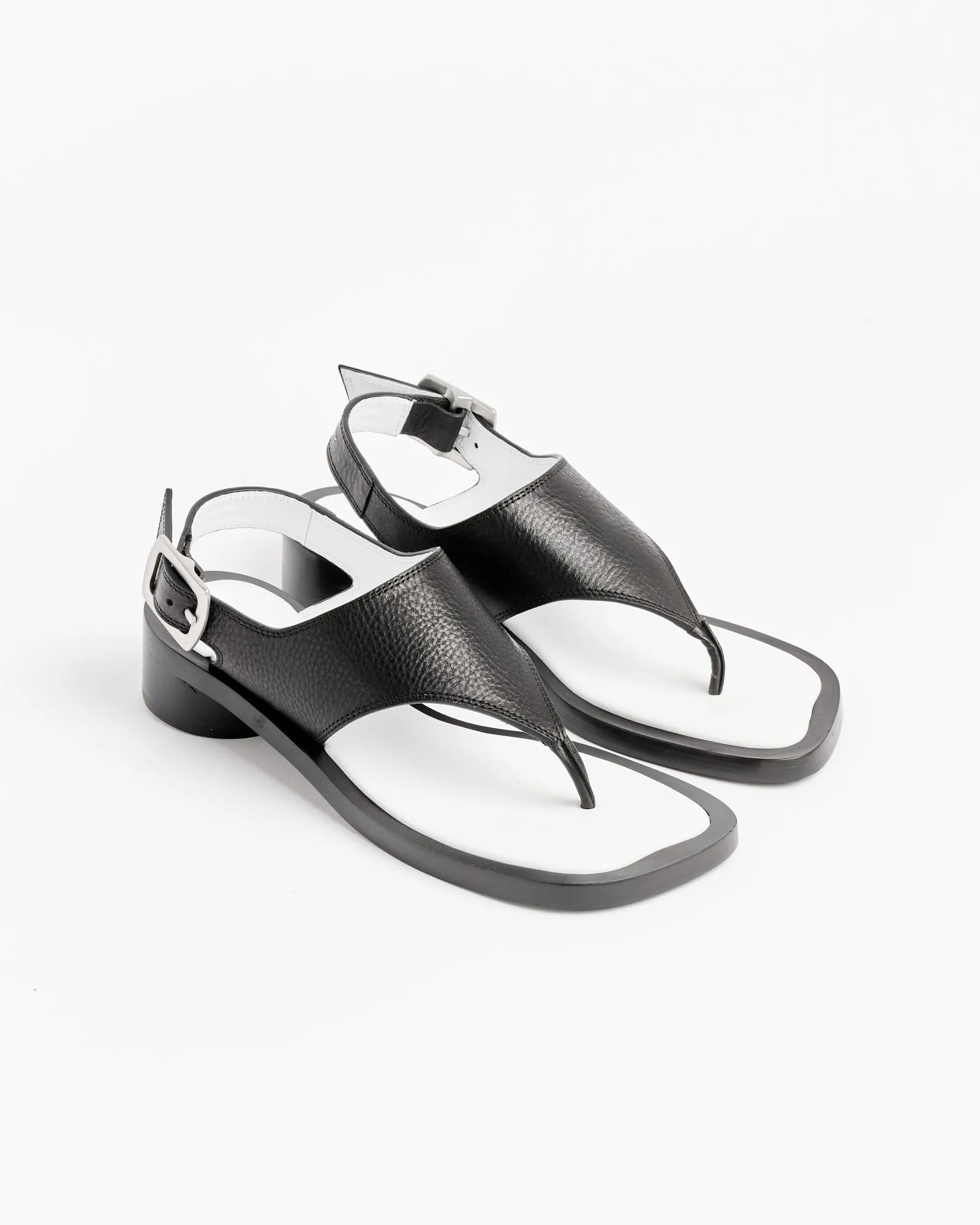 Thong Slingback Sandals in Black