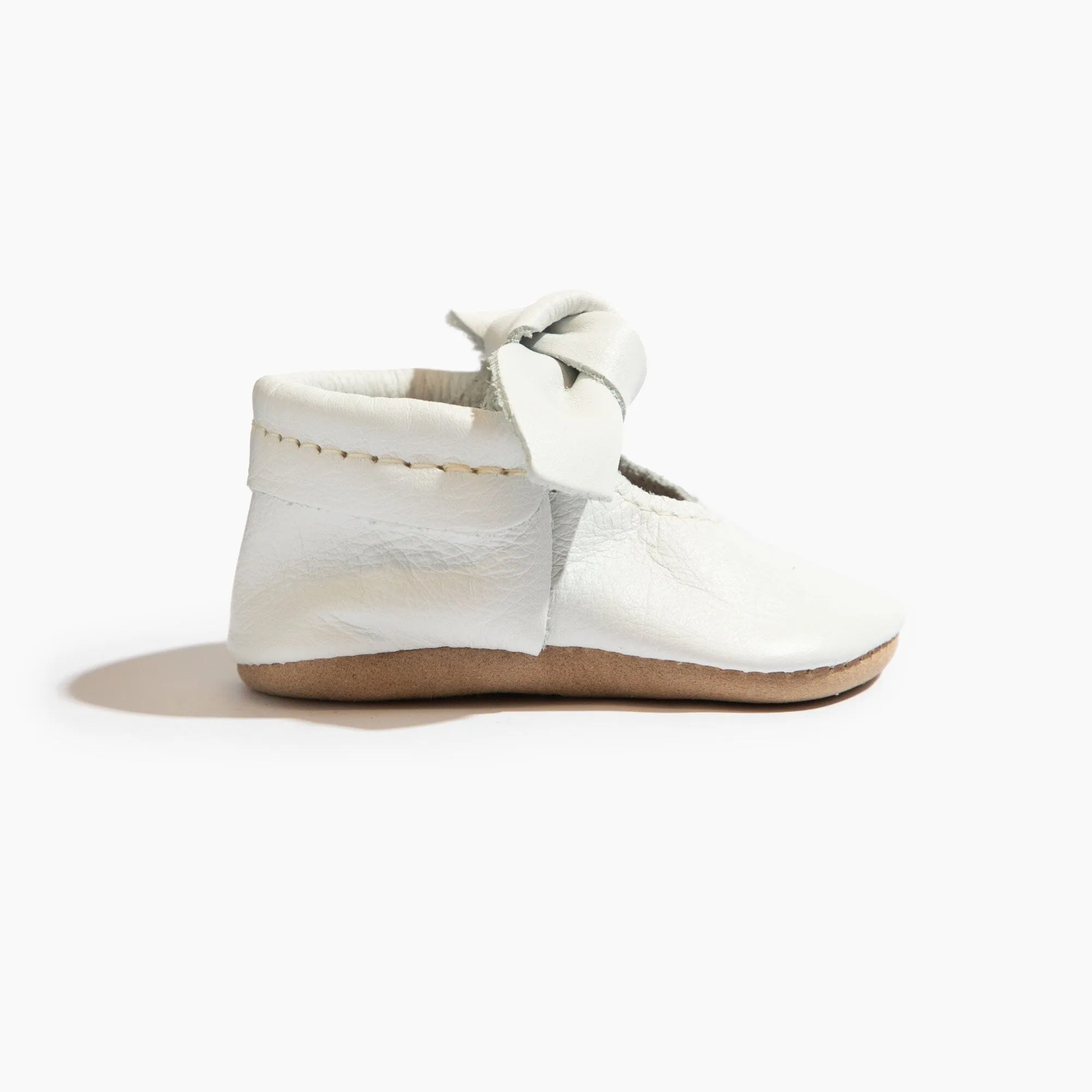 Toasted Bright White Knotted Bow Baby Shoe