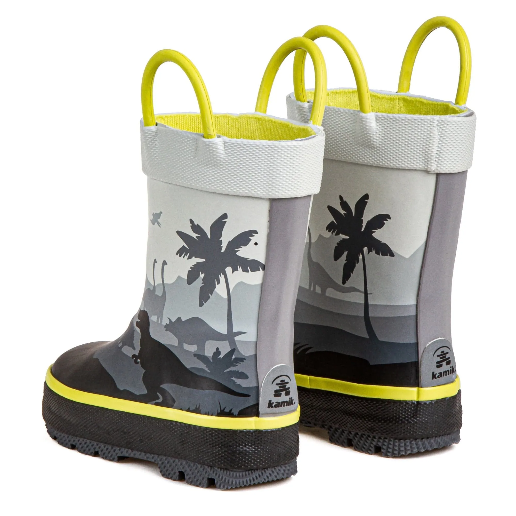 Toddler's Dino Rainboot - Grey