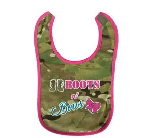 Trooper Multicam Boots and Bows Baby Bib