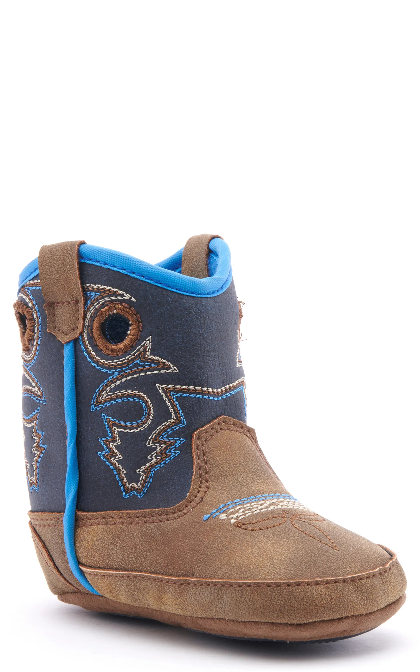 Twister Infant Baby Bucker Ben Brown and Navy Round Toe Cowboy Boots