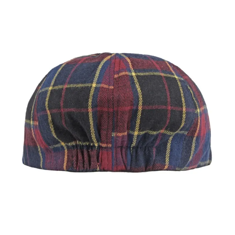 Unisex Casual Cotton Plaid Pattern Painter Octagonal News Boy Flat Cap