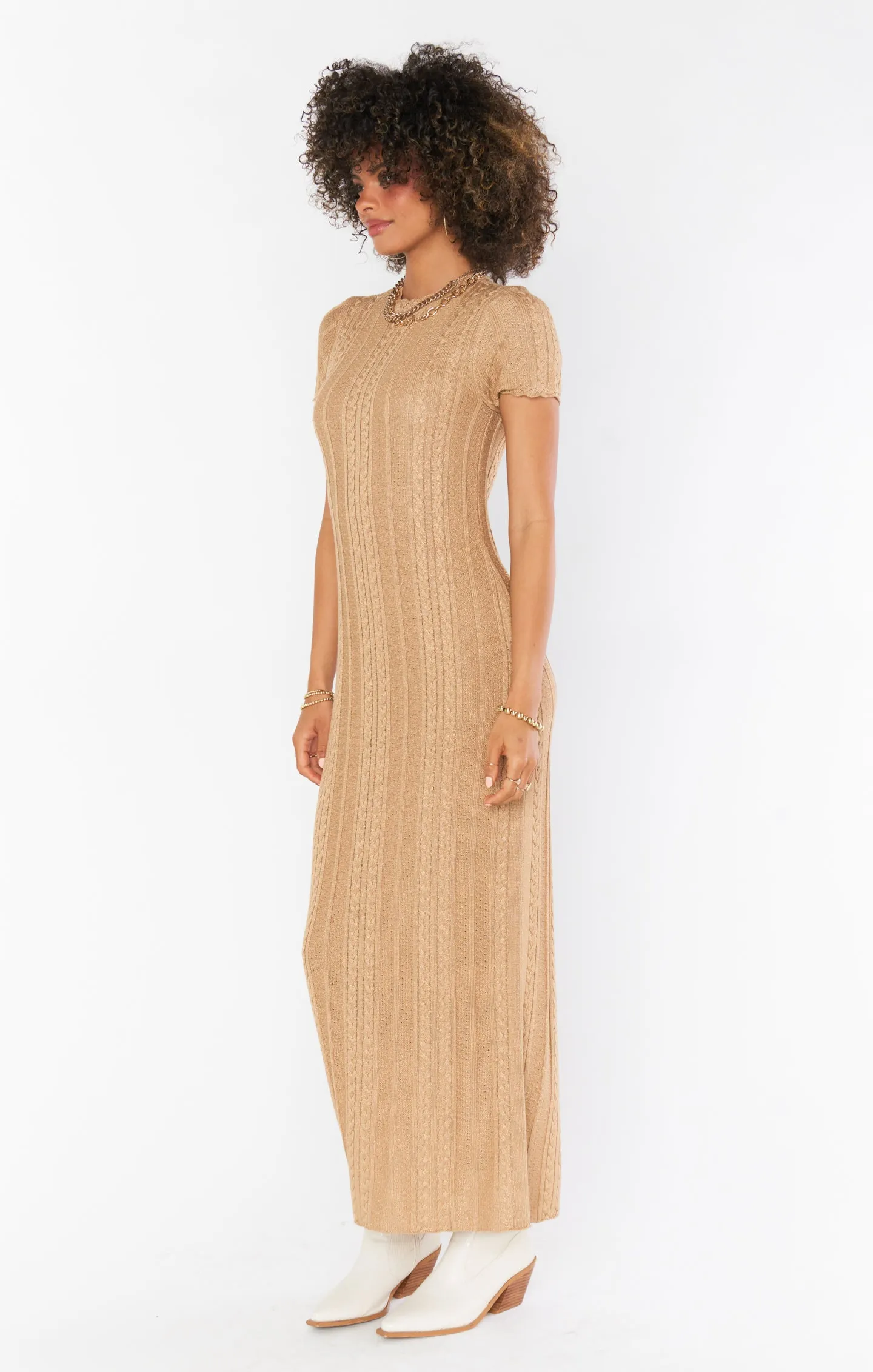 Valleta Midi Dress ~ Gold Shimmer Knit