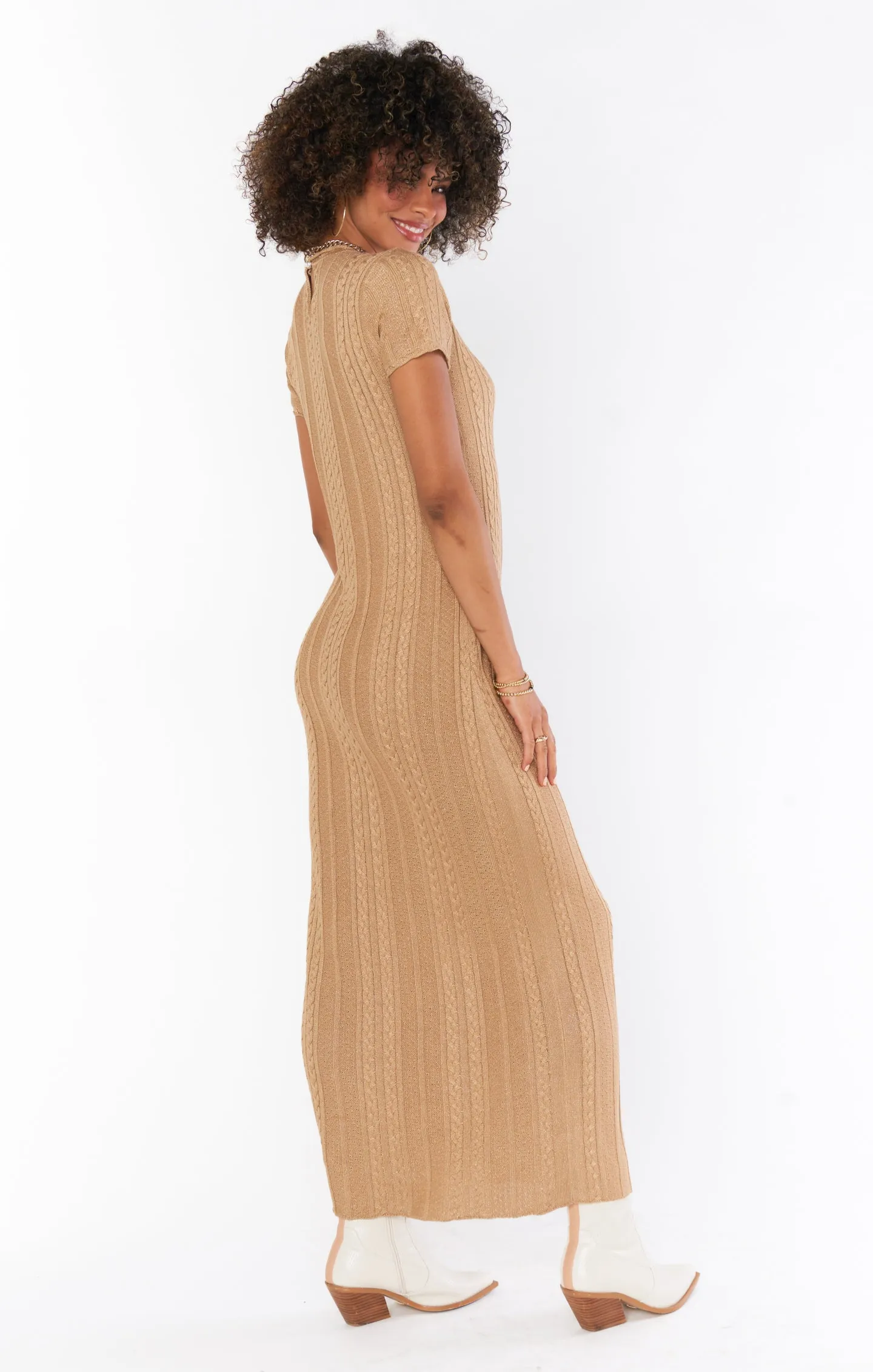 Valleta Midi Dress ~ Gold Shimmer Knit