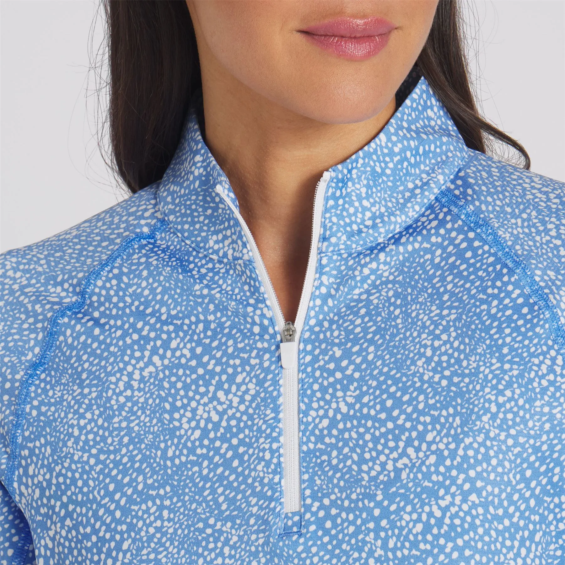 Womens You-V Microdot Quarter Zip Mid Layer Blue/White - SS24