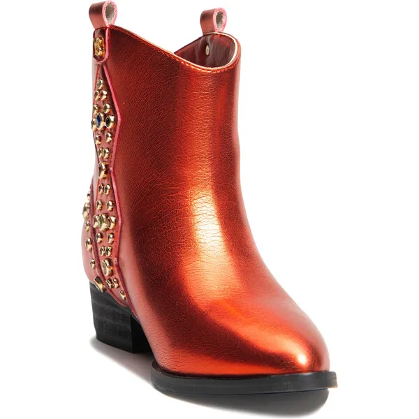 Yosi Samra Miss Dallas Embellished Cowboy Boot, Red Metallic