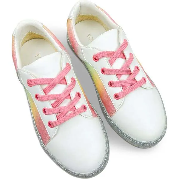 Yosi Samra Miss Harper Sequin Sneaker, White And Multi-Pastel