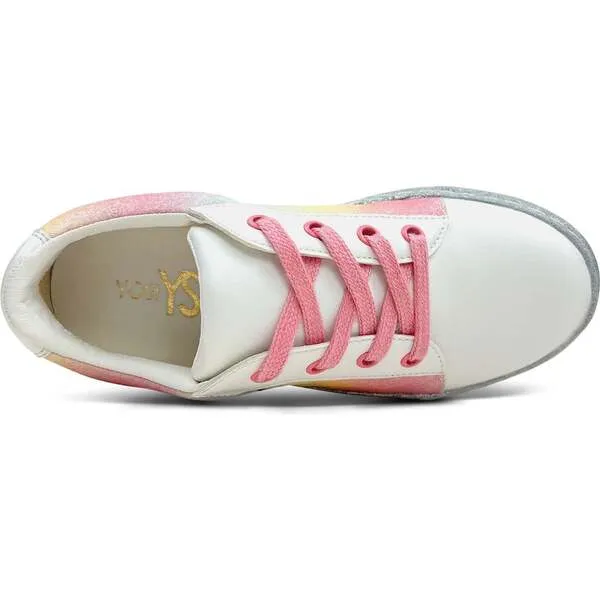 Yosi Samra Miss Harper Sequin Sneaker, White And Multi-Pastel