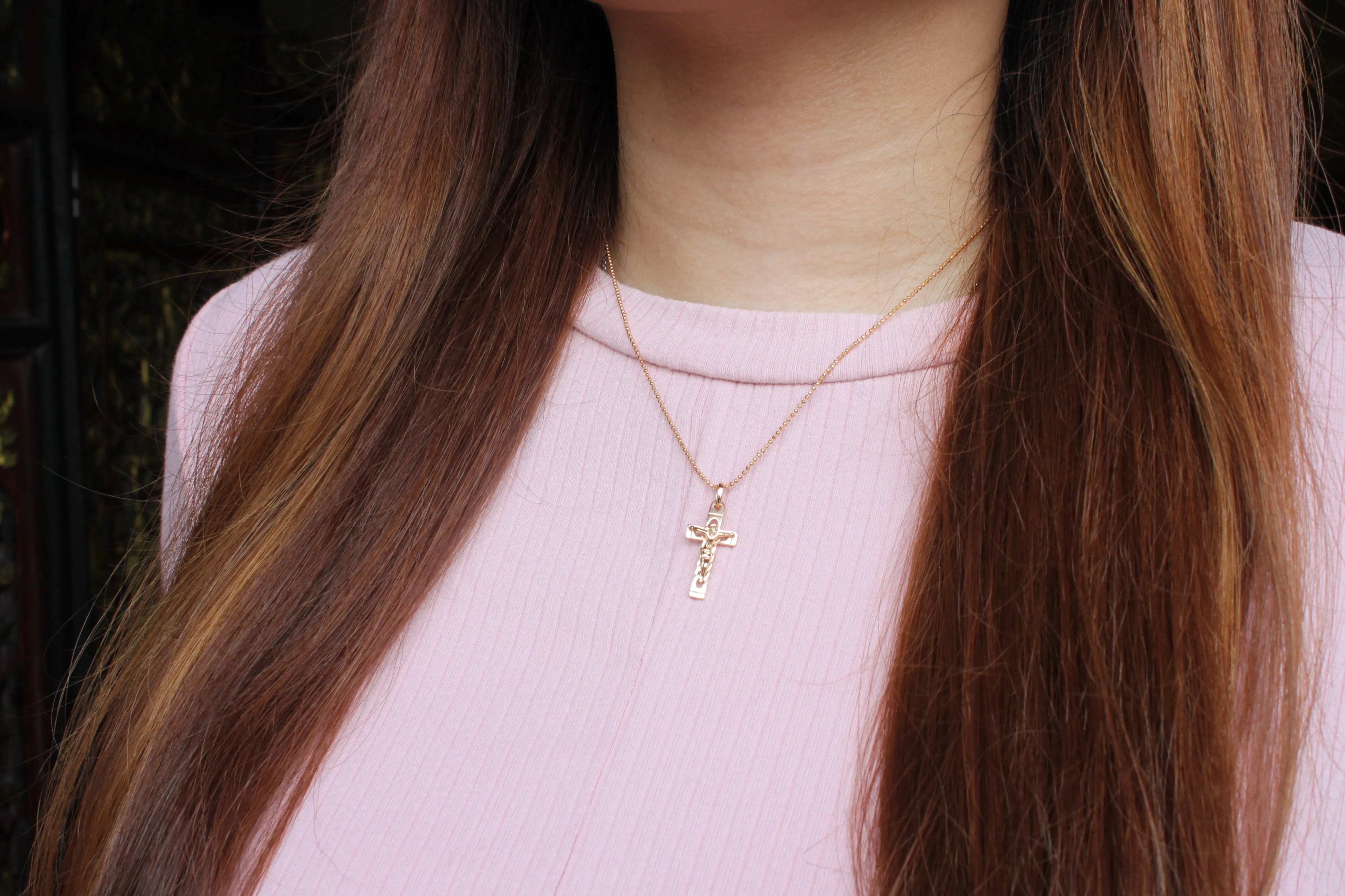 Zircon Crystal Cross/Chain Set (gold plated)